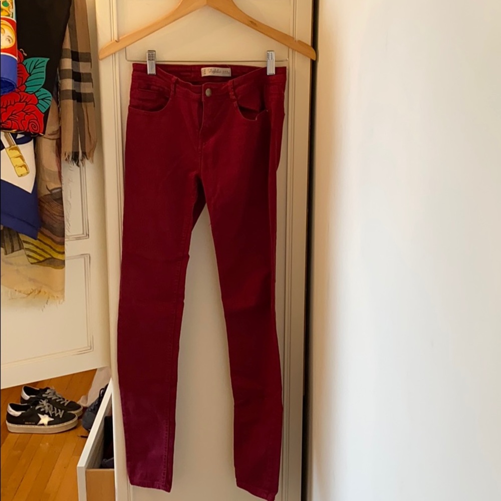 Zara Women's Red Skinny Pants